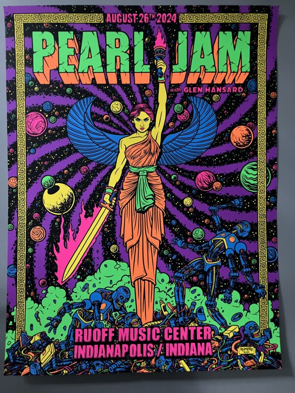 Pearl Jam - Noblesville, IN August 26, 2024 Limited Dark MatterTour Poster Artist Brian Romero